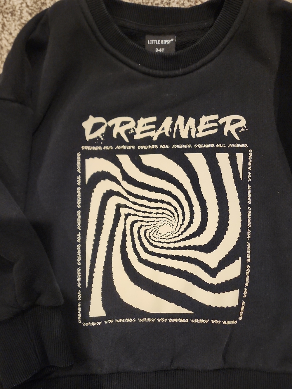 Little Bipsy Black and Cream 'Dreamer' Crewneck Sweater